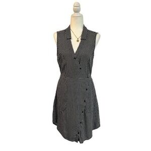 Anthropologie Tylho Gingham Button Front Dress Black White M